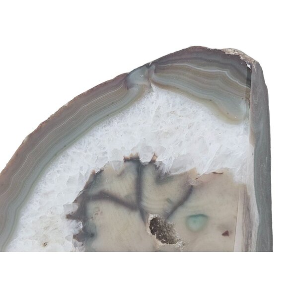 Natural Agate Geode Crystal Interior Polished Edges Mineral Geology Vintage - Picture 10 of 10